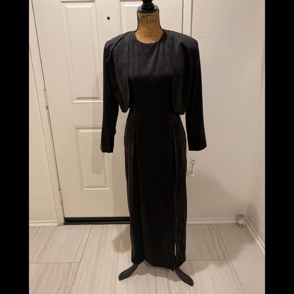 Vintage Black Dress & Jacket Evening Formal Gown NWT Size L - Picture 5 of 5